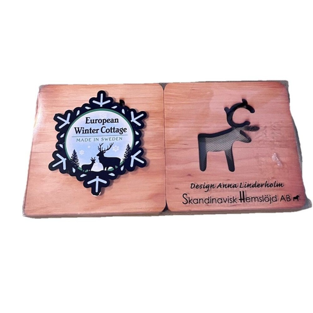 Skandinavisk Hemslojd AB Wooden Coasters Anna Linderholm Burnout Reindeer New